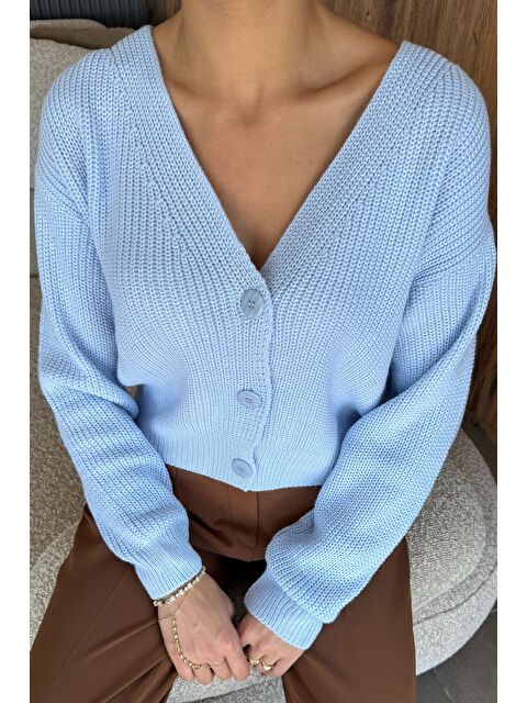 Gülseli V Yaka Ön Düğmeli Kadın Örme Triko Hırka - S000449252-17234