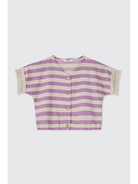 Panço Kız Çocuk Lila Gömlek