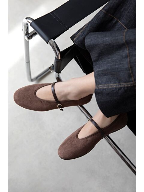 Straswans Ava Kadın Süet Babet Kahve