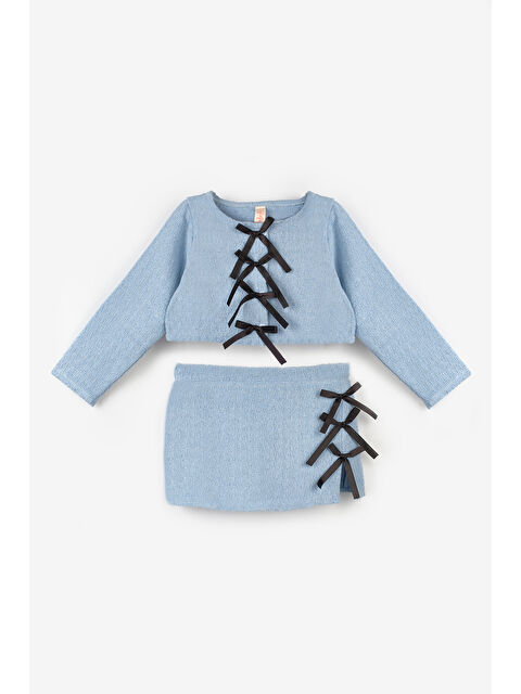 Le Mabelle Mavi  Fiyonk Detaylı Kız Çocuk Etek Ceket Takım - Silvana - S000492900-17234