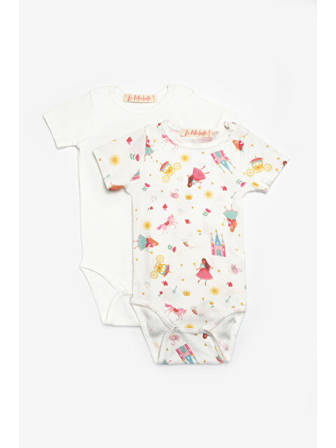 Le Mabelle Beyaz Çiçek Desenli İkili Kız Bebek Zıbın Set - Zoe - S000492902-20063