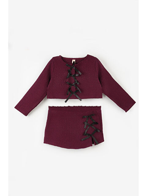 Le Mabelle Bordo  Fiyonk Detaylı Kız Çocuk Etek Ceket Takım - Silvana - S000492900-19951