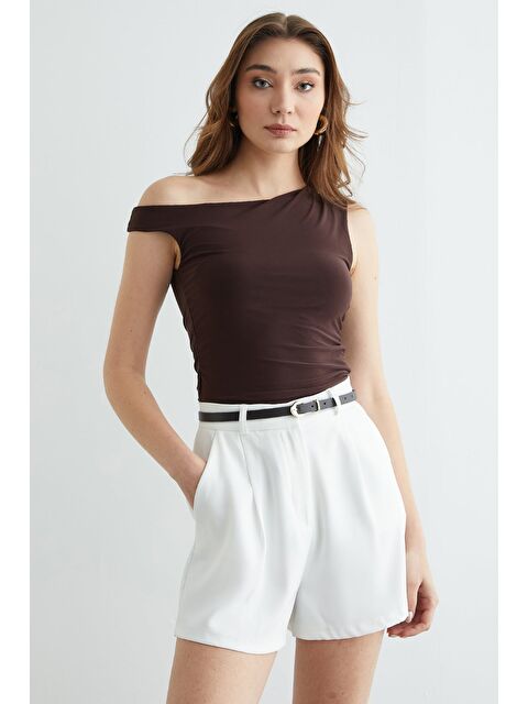 Fullamoda Yanları Drapeli Tek Kol Bluz - S000380610-19413