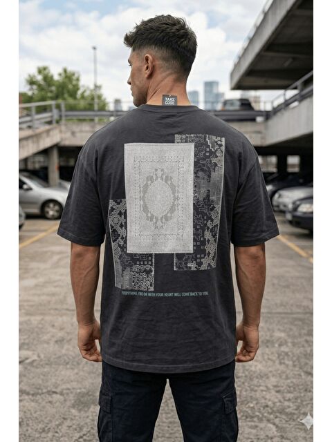 Tarz Cool Oversize Erkek Tişört Baskılı Pamuklu Rahat Kesim Streetwear Yazlık Basic T-Shirt