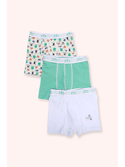Panço Erkek Çocuk Canavar Figürlü Yeşil 3'lü Boxer Seti - S000525997-18194
