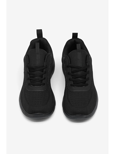 TONNY BLACK Erkek Siyah Rahat Kalıp Nefes Alabilen Bağcıklı Spor Ayakkabı