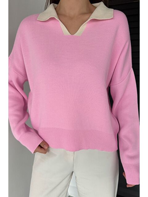 Gülseli Polo Yaka Salaş Triko Bluz (s,m,l,xl Uyumludur) - S000482809-20024