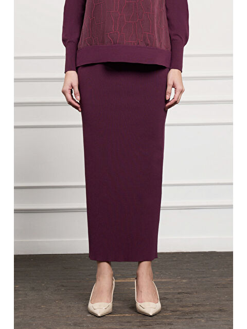 Nuss Merserize Çelik Örme Etek 013 Mürdüm - S000368570-20036