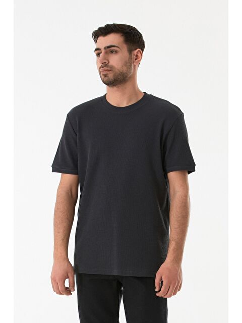 Fullamoda Waffle Kumaş Bisiklet Yaka Tişört - S000380521-33408