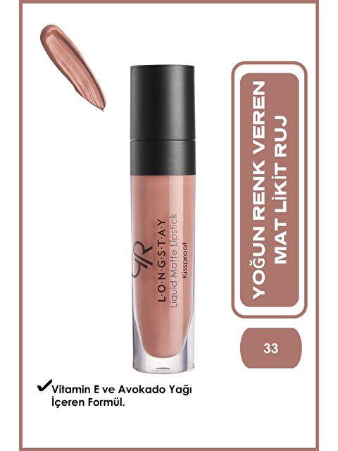 GOLDEN ROSE Longstay Liquid Matte Lipstick No: 33 - Likit Mat Ruj - S000382686-25638