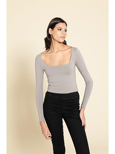 For You Moda Çift Kat Modal Kare Yaka Body - S000333523-25636