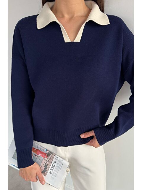 Gülseli Polo Yaka Salaş Triko Bluz (s,m,l,xl Uyumludur) - S000482809-21164