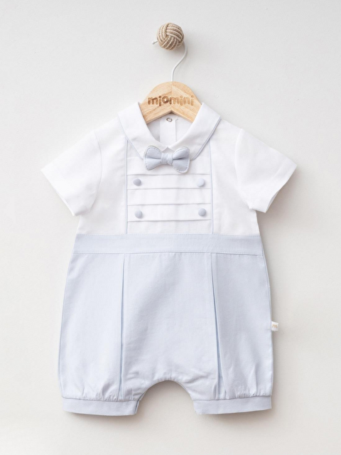 miomini Gömlek Yaka Kısa Kollu Papyonlu Erkek Bebek Kısa Tulum