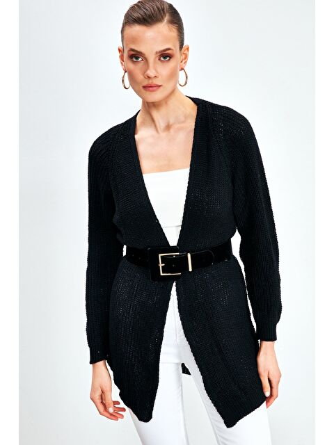 SATEEN Düz Kesim Hırka - Siyah - S000488075-19351