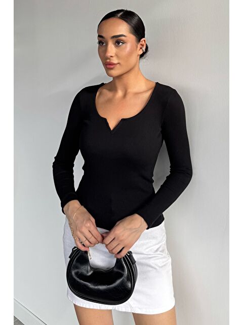 Gülseli Kadın Elastanlı V Yaka Detaylı Bluz - S000482806-19351