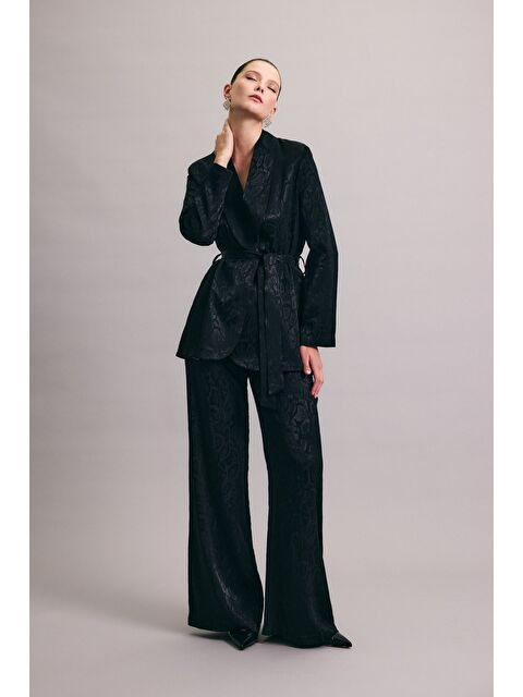 SATEEN Yılan Desenli Pantolon - Siyah - S000439778-19351