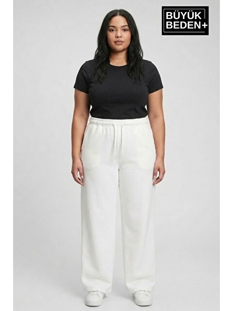 Süperlife Kadın Büyük Beden Bol Paça Yüksek Bel Lastikli Salaş Eşofman Altı SPR26BEA988