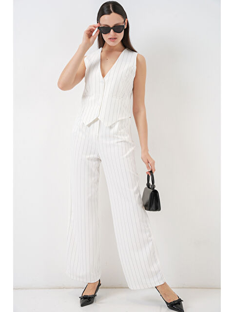 Bigdart 6709 Kadın Yelek Pantolon İkili Takım - B.Beyaz - S000346089-37246