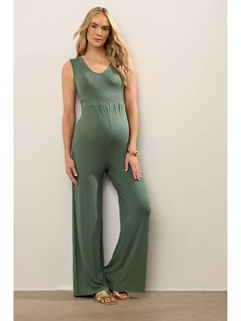 Stil Diva Büyük Beden Fitilli Kumaştan Beli Lastikli Sırt Detaylı Paçası Uzun Tulum 198140 - S000434696-18194