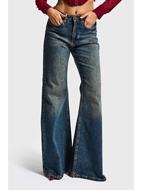It's Basic Kadın Tint Jean Rengi 2w5-8 Flare Fit Komfort Kumaş İç Boy 83cm Denim Jean - S000494096-17234
