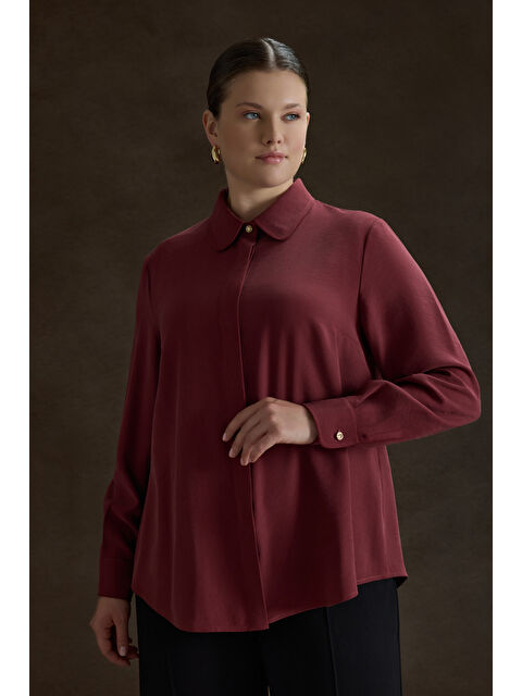 AKER Bordo Lyocell Bluz - S000494372-19951