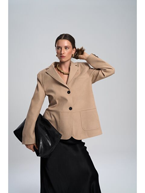 Bohemai Orsina Yırtmaç Detaylı Bej Blazer - S000512127-19928