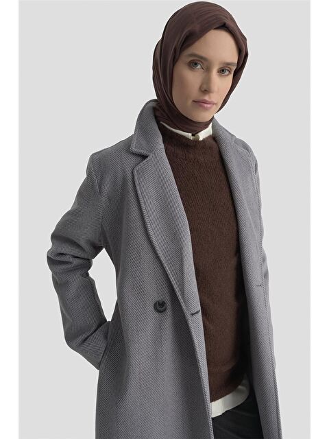 ARMİNE Balıksırtı Desenli Kaban 25Kd1606 Antrasit - S000490784-29666