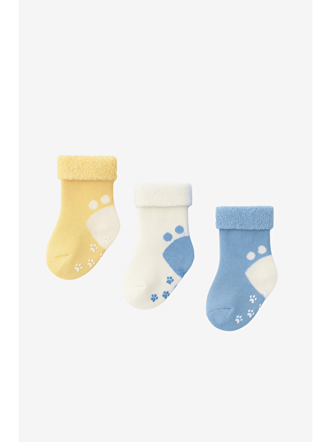 Katia And Bony Bebek 3'Lü Havlu Soket Çorap Mavi-Beyaz-Sarı - S000529892-17234