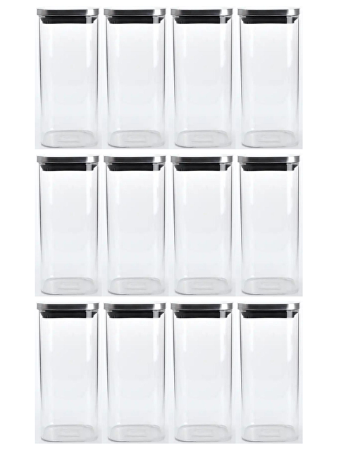 Kitchen Design Lab Vakum Krom Kapaklı Kare Cam Kavanoz 65x155 cm - 450 ml 12 Adet - S000421455-26865