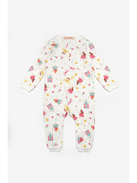 Le Mabelle Beyaz Çiçk Desenli Fermuarlı Kız Bebek Tulum - Clara - S000492901-20063