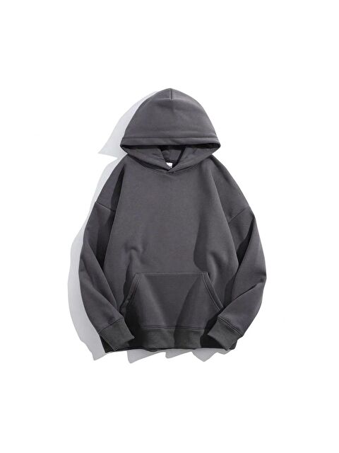 Trendseninle Kadın Füme Düz Oversize Kapüşonlu Sweatshirt - S000125723-33408