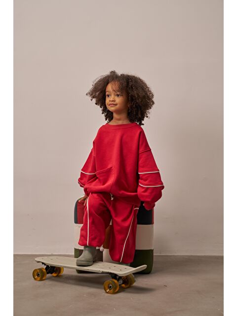 Oh La La Koala For Little Ones Kırmızı Asimetrik Cep Detaylı Oversize Çocuk Alt Üst Takım - S000487866-19951