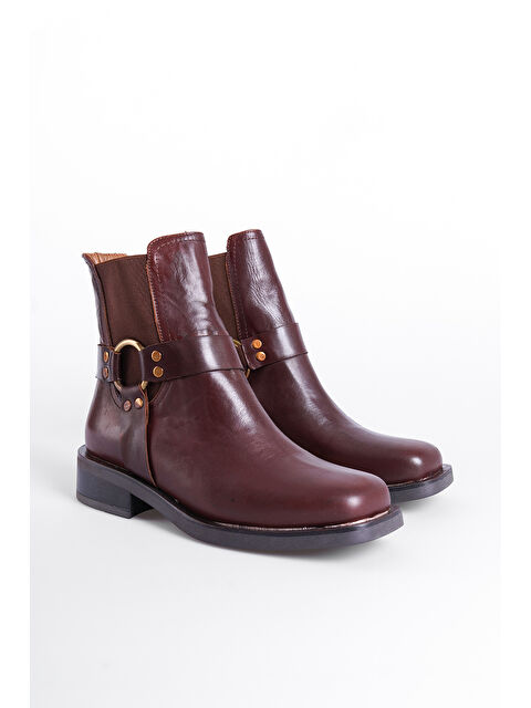 Capone Outfitters Hakiki Deri Yandan Lastikli Toka Detaylı Kadın Bot - S000473678-14955