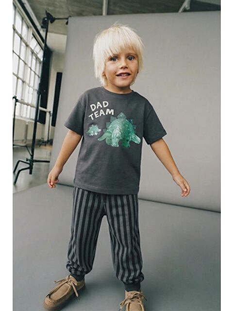 Magu Erkek Çocuk Pamuklu Antrasit Baskılı T-Shirt Ve Eşofman 2'Li Takım - S000510836-23173