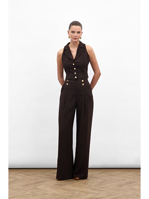 SATEEN Eva Krep Pantolon - Kahve - S000505905-19413