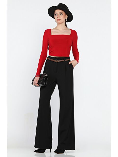 Gülseli Kadın Kemer Detaylı Yüksek Bel Pileli Palazzo Pantolon - S000352235-19351