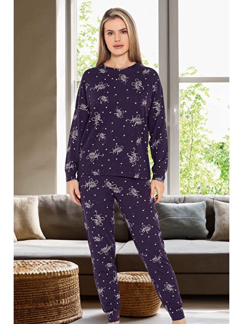 Remsa Kadın Yıldız Desen Uzun Kol Pijama Takımı 240966 Mor - S000464665-20042