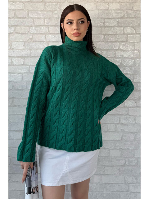 Gülseli Yarım Balıkçı Yaka Desenli Kadın Triko Kazak - S000352230-18709