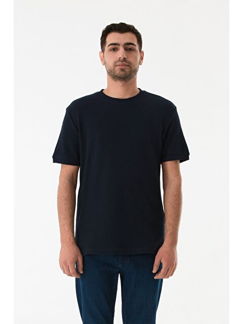 Fullamoda Waffle Kumaş Bisiklet Yaka Tişört - S000380521-23093