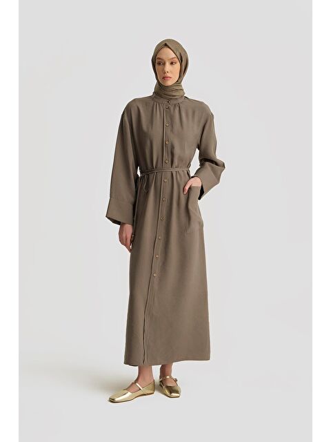 ARMİNE Modal Bağlama Detaylı Elbise Haki - S000512135-18547