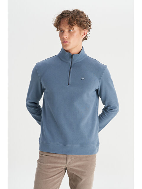 Wrangler Pamuklu Regular Fit Dik Yaka Fermuarlı Selanik Örgü Sweatshirt - S000470008-20019