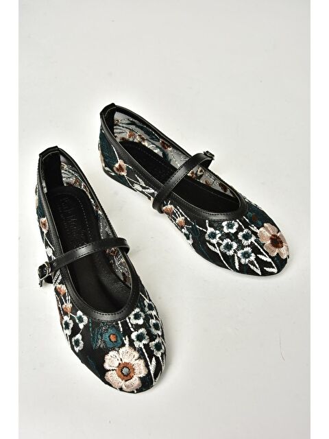 Fox Shoes Siyah_Pembe Kadın Babet U8200855 - S000369007-37442