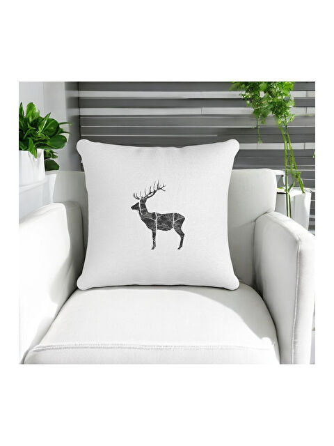 Asdiva Yılbaşı Temalı Ren Geyiği Desenli Dekoratif Kırlent Kılıfı - Lacivert 43x43 - S000465344-37610