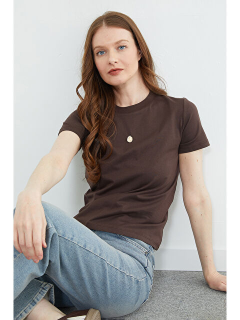 Fullamoda Metal Aksesuarlı Bisiklet Yaka Tişört - S000532023-29704