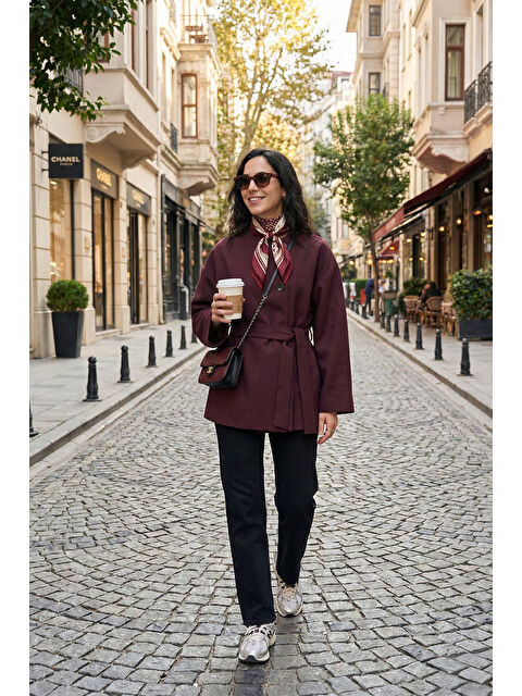 Lela Regular Fit Bisiklet Yaka Kemer Detaylı Trençkot 6927672 - S000500875-20036