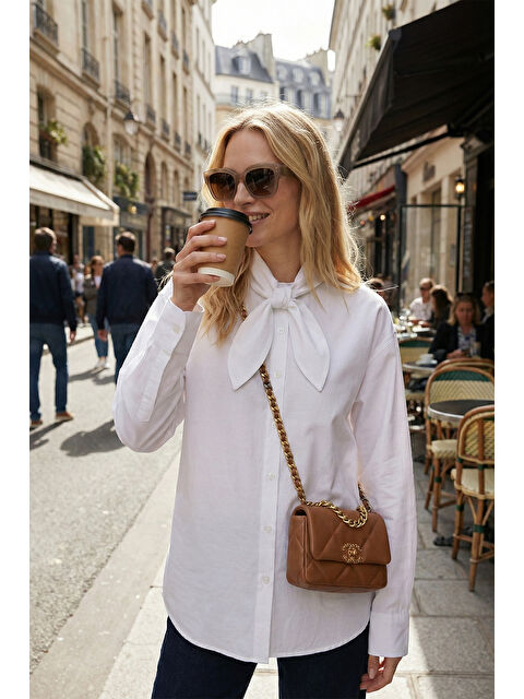 Lela Pamuklu Relaxed Fit Fiyonk Detaylı Yaka Gömlek 6925407 - S000500876-20063