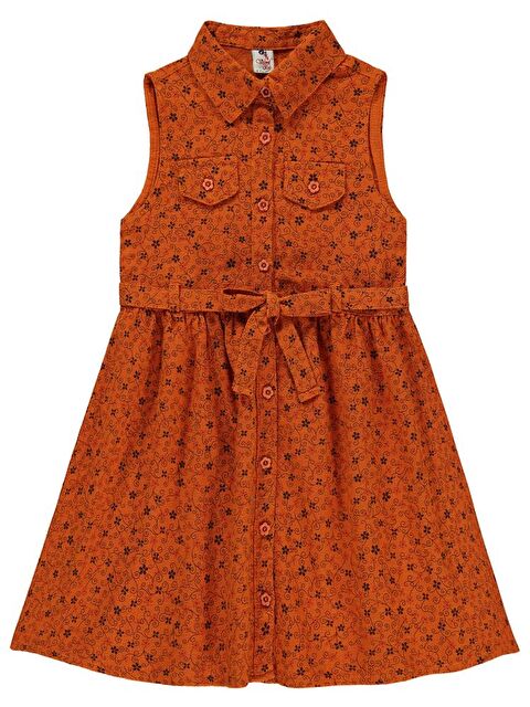 Civil Girls Karışık Desenli 6-9 Yaş Elbise - Turuncu 8-9 Yaş - S000458491-20013