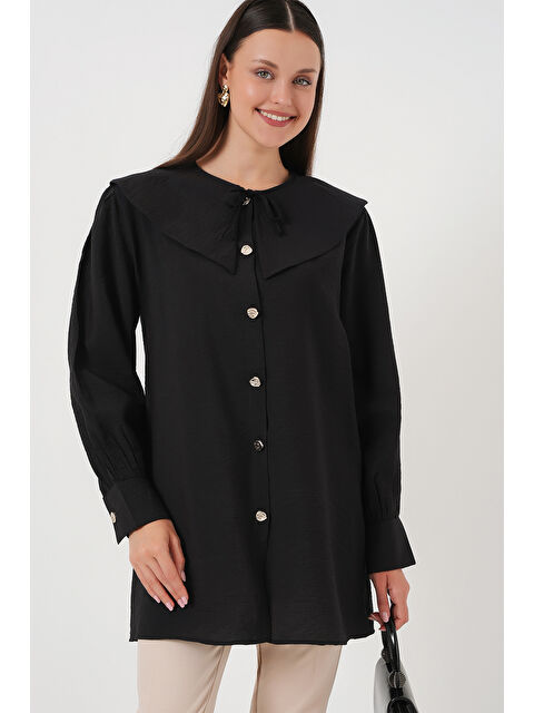 Bigdart Kadın Bebe Yaka Uzun Tunik 5967 - Siyah - S000389341-19351