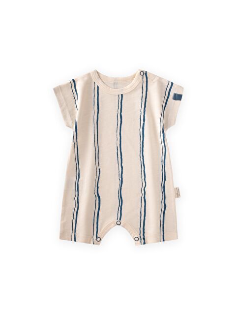 CİGİT Çizgili Tulum 0-3 Yaş Ekru