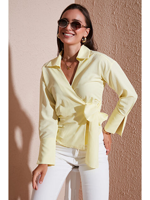 Lela Pamuklu Regular Fit Uzun Kollu Bağlama Detaylı Gömlek 65200538 - S000424831-20072